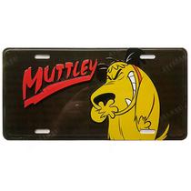 Placa Muttley, Hanna Barbera em Metal com Relevo - Corrida Maluca