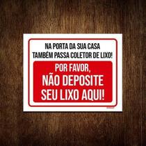 Placa Na Porta Sua Casa Coletor Lixo Não Deposite 27X35 Placa Na Porta Sua Casa Coletor Lixo Não Deposite 27X35