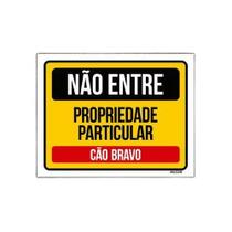 Placa Não Entre Propriedade Particular Cão Bravo 18x23cm 5un
