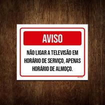 Placa Não Ligar Televisão Em Horário De Serviço 18x23cm 10un Placa Não Ligar Televisão Em Horário De Serviço 18x23cm 10un
