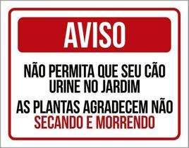 Placa Não Permita Que Seu Cão Urine No Jardim 18X23