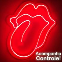 Placa Neon Led Boca Rolling Stones 50cmx40cm Com Controle