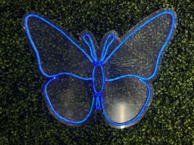 Placa Neon LED Borboleta Azul Decoração Criativa e Moderna