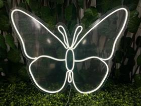 Placa Neon LED Borboleta Azul Decoração Criativa e Moderna Placa Neon LED Borboleta Azul Decoração Criativa e Moderna