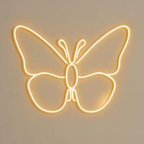 Placa Neon LED Borboleta Decoração Criativa e Moderna 60x47 cm