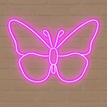 Placa Neon LED Borboleta Decoração Criativa e Moderna 60x47 cm