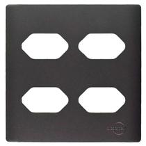 Placa Novara 4X4 4 Tomadas Com Suporte Grafite Dicompel Placa Novara 4X4 4 Tomadas Com Suporte Grafite Dicompel