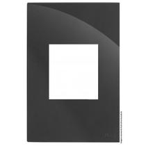 Placa P/2 Modulos Juntos Com Suporte 4X2 Recta Grafite Glos