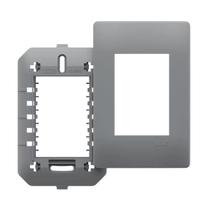 Placa P/ 3 Modulos Com Suporte 4x2 Habitat Onix - Fame