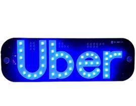 Placa Painel Luminoso 12v Led Uber 2 Ventosas e Entrada USB de uso Interno