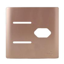 Placa Para 2 Interruptores + Tomada 4X4 - Novara Ouro Rose Placa Para 2 Interruptores + Tomada 4X4 - Novara Ouro Rose