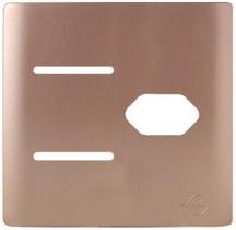 Placa Para 2 Interruptores + Tomada 4X4 - Novara Ouro Rose Placa Para 2 Interruptores + Tomada 4X4 - Novara Ouro Rose