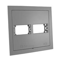 Placa para 2 módulos com suporte 4x4 - Dicompel Ekron Cinza Placa para 2 módulos com suporte 4x4 - Dicompel Ekron Cinza