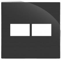 Placa para 2 Módulos com Suporte 4x4 - Recta Grafite Gloss Placa para 2 Módulos com Suporte 4x4 - Recta Grafite Gloss
