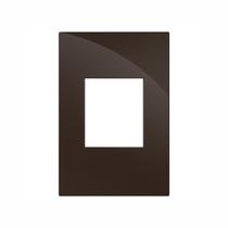 Placa para 2 modulos juntos recta chocolate brilhante gloss Placa para 2 modulos juntos recta chocolate brilhante gloss