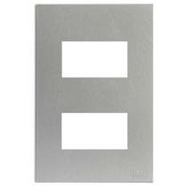 Placa Para 2 Modulos Separados Com Suporte 4X2 Brs12429-1Pr. - Blux Recta Prata Satin Fosco