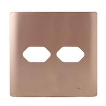 Placa Para 2 Tomadas Com Suporte 4X4 - Novara Ouro Rose Placa Para 2 Tomadas Com Suporte 4X4 - Novara Ouro Rose