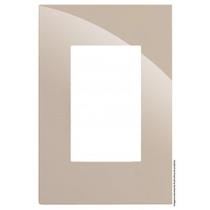 Placa para 3 modulos com suporte 4x2 recta areia gloss brilhante Placa para 3 modulos com suporte 4x2 recta areia gloss brilhante