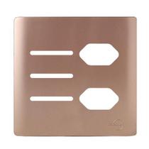 Placa Para 3 Teclas + 2 Tomadas 4X4 - Novara Ouro Rose Placa Para 3 Teclas + 2 Tomadas 4X4 - Novara Ouro Rose