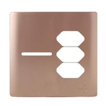 Placa Para 3 Tomadas + 1 Interruptor 4X4 - Novara Ouro Rose