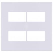 Placa Para 4 Modulos Com Suporte 4X4 - Recta Branco Gloss