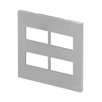 Placa Para 4 Módulos Prata Com Suporte 4x4 Recta Satin - B.lux Placa Para 4 Módulos Prata Com Suporte 4x4 Recta Satin - B.lux