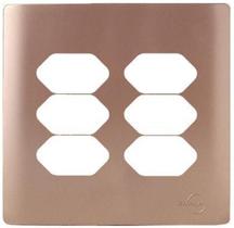 Placa Para 6 Tomadas Com Suporte 4X4 - Novara Ouro Rose Placa Para 6 Tomadas Com Suporte 4X4 - Novara Ouro Rose