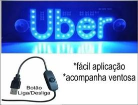 Placa Para Carro Led Letreiro Motorista Aplicativo Uber Azul - New - LUMER