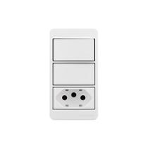 Placa para Condulete Caixa 3/4" com Interruptor Simples 10A e Tomada 2P+T 20A MarGirius Sleek Branca