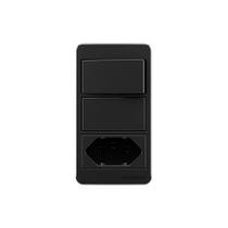 Placa para Condulete Caixa 3/4" com Interruptor Simples 10A e Tomada 2P+T 20A MarGirius Sleek Ebony