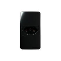 Placa para Condulete Caixa 3/4" com Tomada MarGirius Sleek 2P+T 10A Preto Ebony
