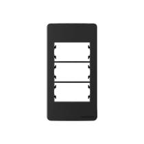 Placa para Condulete com Suporte MarGirius Sleek Caixa 1" para 3 Módulos Preto Ebony