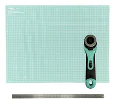 Placa Para Corte Grande A1 Base de Corte 90x60 Régua Inox 60 Cortador de Tecidos e Papel 45m,