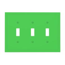Placa para interruptor de parede 3 módulos, triplo toggle, verde, jumbo 17 x 12 cm Placa para interruptor de parede 3 módulos, triplo toggle, verde, jumbo 17 x 12 cm