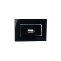 Placa para Móveis 65x45 com Tomada Carregador USB-A MarGirius Sleek 2A 10W Preto Ebony