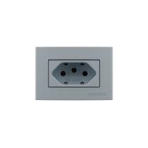 Placa para Móveis 65x45 com Tomada MarGirius Sleek Colors 2P+T 10A Cinza