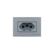 Placa Para Móveis 65x45 Com Tomada Margirius Sleek Colors 2p+t 20a Cinza Cinza