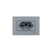 Placa para Móveis 65x45 com Tomada MarGirius Sleek Colors 2P+T 20A Cinza
