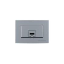 Placa Para Móveis 65x45 E Tomada Carregador Usb-c Margirius Sleek Colors 2a 10w Cinza Cinza