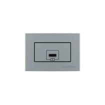 Placa para Móveis 65x45 e Tomada Carregador USB-C MarGirius Sleek Colors 2A 10W Cinza