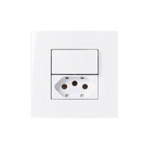 Placa para Móveis 80x80 com Interruptor Paralelo 10A e Tomada 2P+T 20A MarGirius Sleek Branca