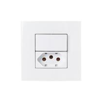 Placa Para Móveis 80x80 Com Interruptor Simples 10a E Tomada 2p+t 20a Margirius Sleek Branca