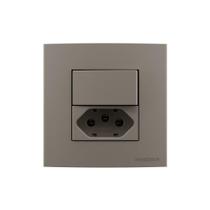 Placa Para Móveis 80x80 Com Interruptor Simples 10a E Tomada 2p+t 20a Margirius Sleek Colors Argila Argila Placa Para Móveis 80x80 Com Interruptor Simples 10a E Tomada 2p+t 20a Margirius Sleek Colors Argila Argila