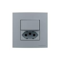 Placa para Móveis 80x80 com Interruptor Simples 10A e Tomada 2P+T 20A MarGirius Sleek Colors Cinza Placa para Móveis 80x80 com Interruptor Simples 10A e Tomada 2P+T 20A MarGirius Sleek Colors Cinza