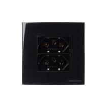 Placa Para Móveis 80x80 Com Tomada Dupla Margirius Sleek 2p+t 20a Preto Ebony