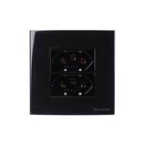 Placa para Móveis 80x80 com Tomada Dupla MarGirius Sleek 2P+T 20A Preto Ebony