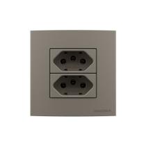Placa para Móveis 80x80 com Tomada Dupla MarGirius Sleek Colors 2P+T 20A Argila