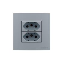 Placa Para Móveis 80x80 Com Tomada Dupla Margirius Sleek Colors 2p+t 20a Cinza Cinza Placa Para Móveis 80x80 Com Tomada Dupla Margirius Sleek Colors 2p+t 20a Cinza Cinza