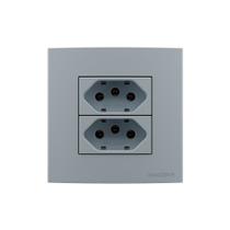 Placa para Móveis 80x80 com Tomada Dupla MarGirius Sleek Colors 2P+T 20A Cinza Placa para Móveis 80x80 com Tomada Dupla MarGirius Sleek Colors 2P+T 20A Cinza
