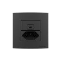 Placa Para Móveis 80x80 Com Tomada Usb-c 2a 10w E Tomada 2p+t 20a Margirius Sleek Colors Grafite Placa Para Móveis 80x80 Com Tomada Usb-c 2a 10w E Tomada 2p+t 20a Margirius Sleek Colors Grafite